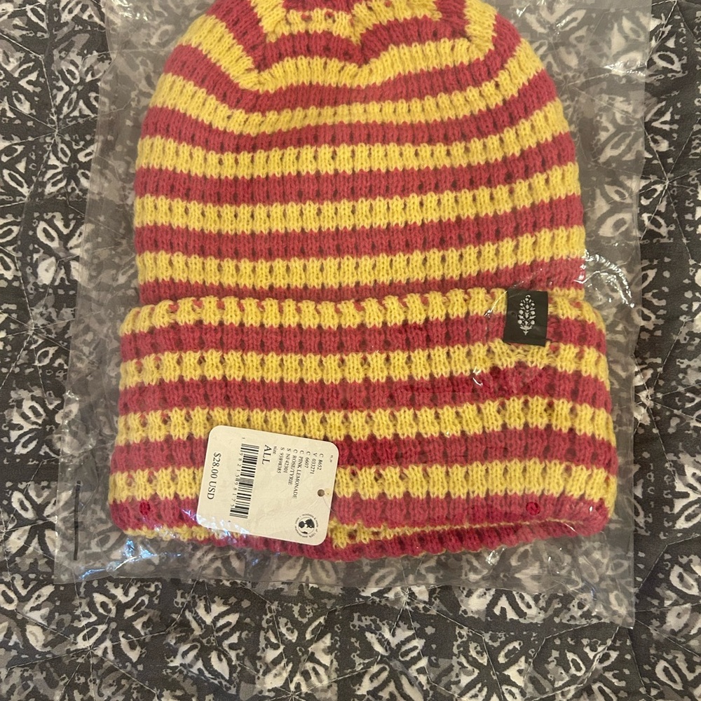 FP Movement by Free People Red and Yellow Striped Beanie